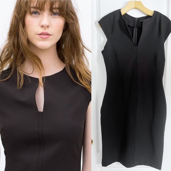 Zara Black Midi Dress with Notch Collar - Picture 1 of 5